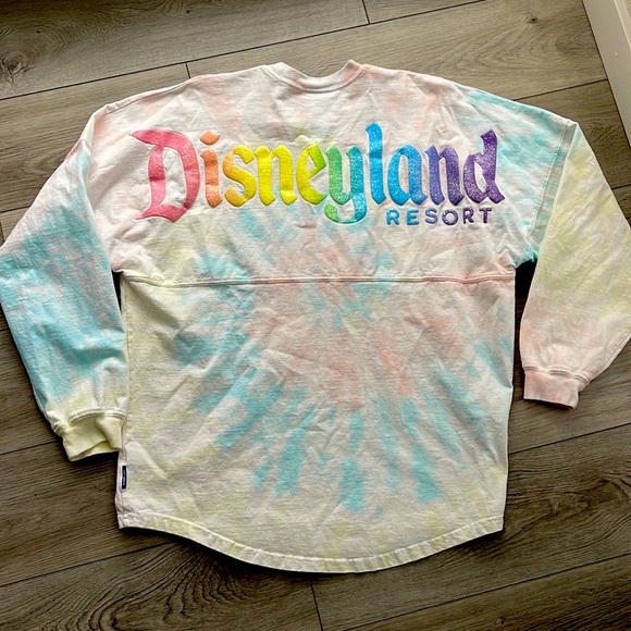 Disney Tops - Disneyland Disney Parks Rainbow Tie Dye Sparkle Logo Long sleeved tee shirt M L